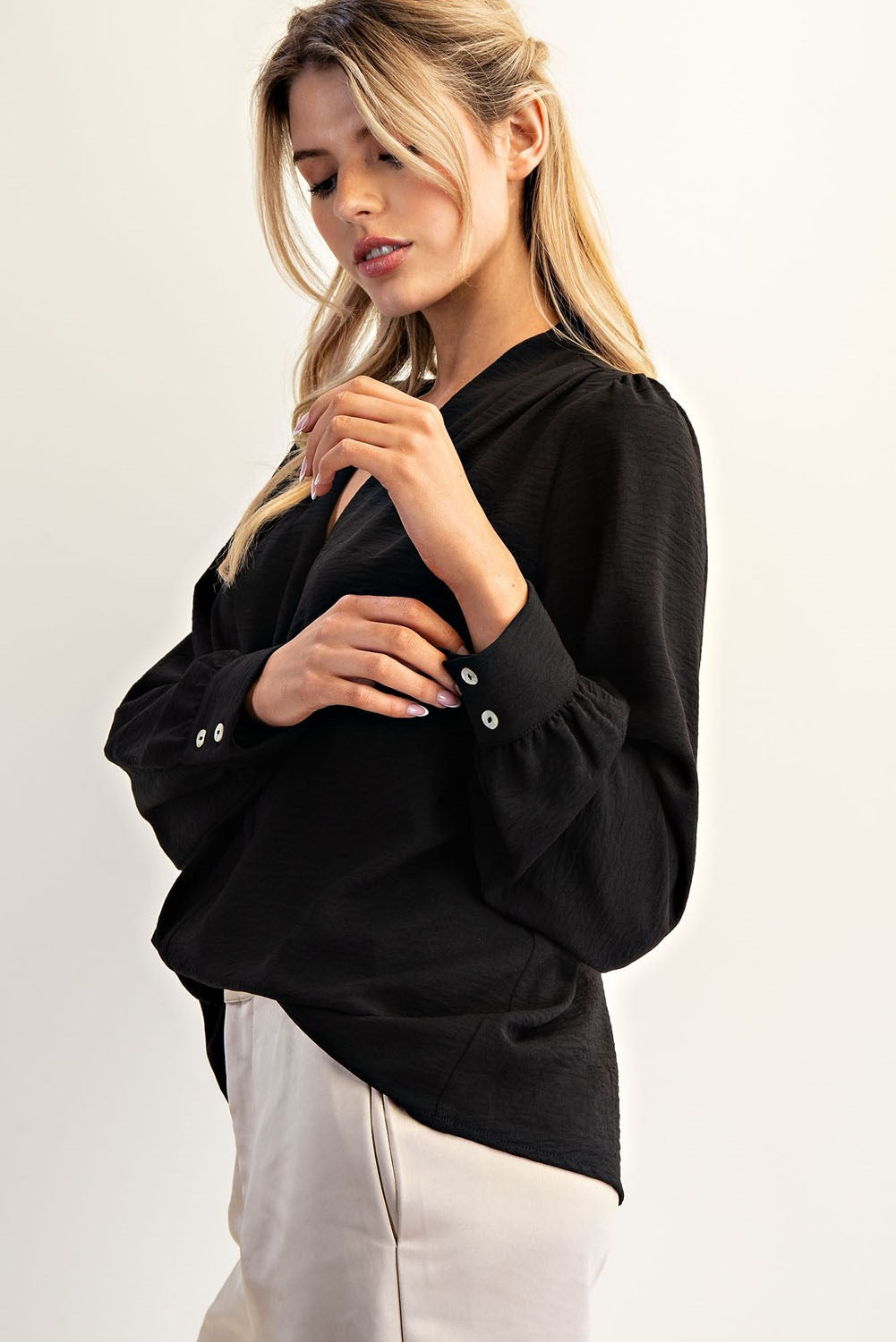 Black Cuffed VNeck