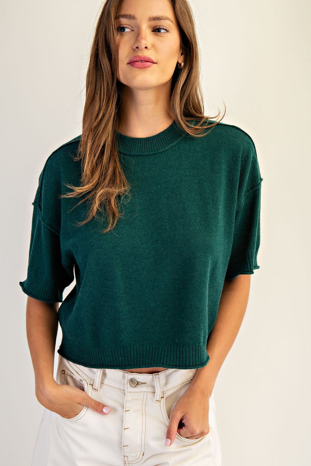 Juniper Green Short Sleeve Sweater