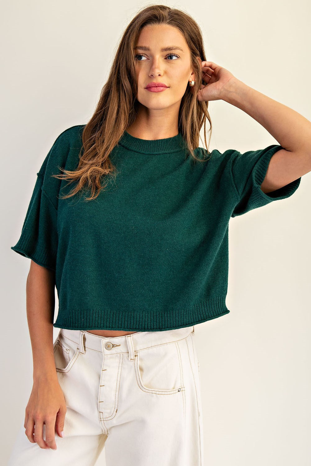 Juniper Green Short Sleeve Sweater