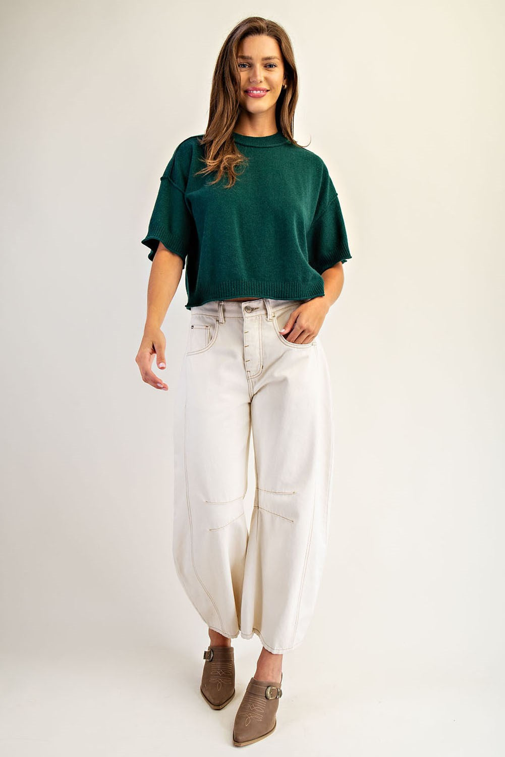 Juniper Green Short Sleeve Sweater