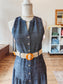 Navy Tiered Belted Dress