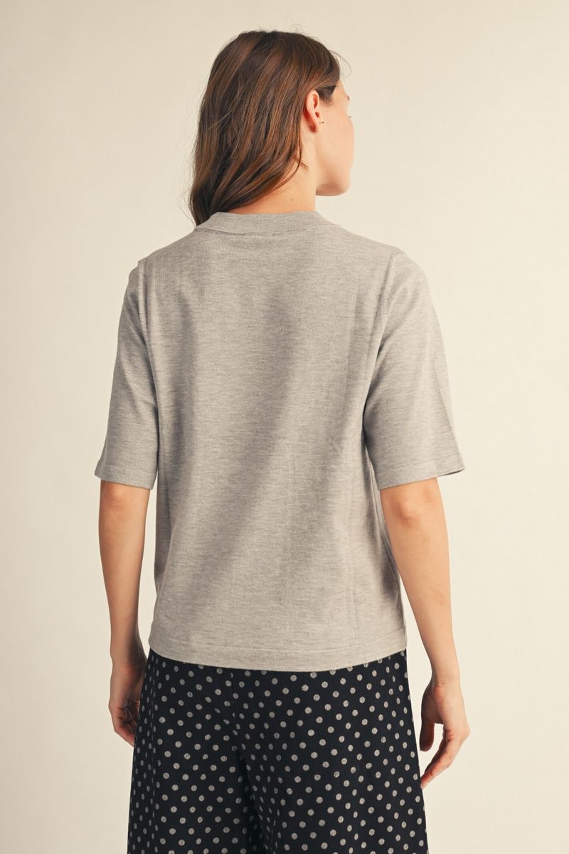 Grey Half Sleeve Sweater