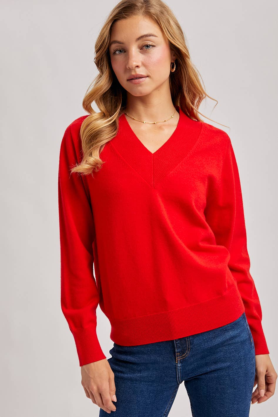 Ruby RIBBED V-NECK KNIT SWEATER