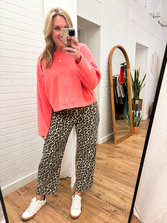 High Rise Leopard Print Barrels