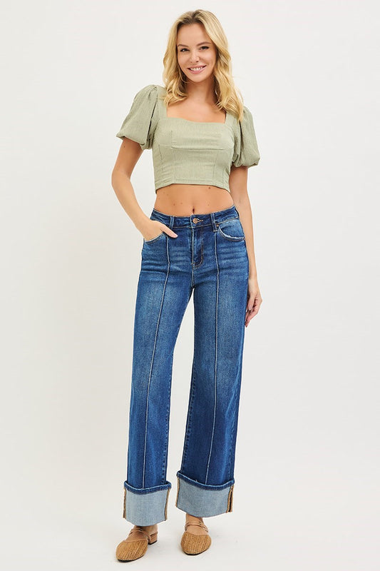 High Rise Lined Cuff Ana Denim