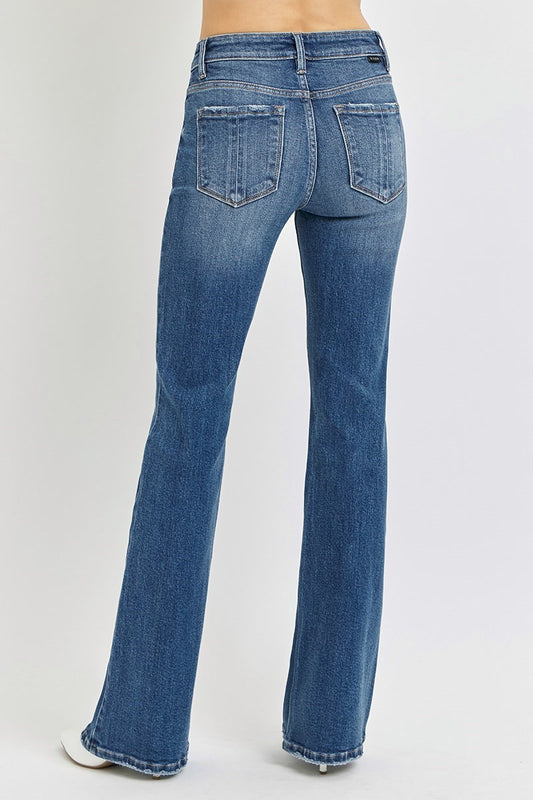 Mid Rise Medium Wash Flares New