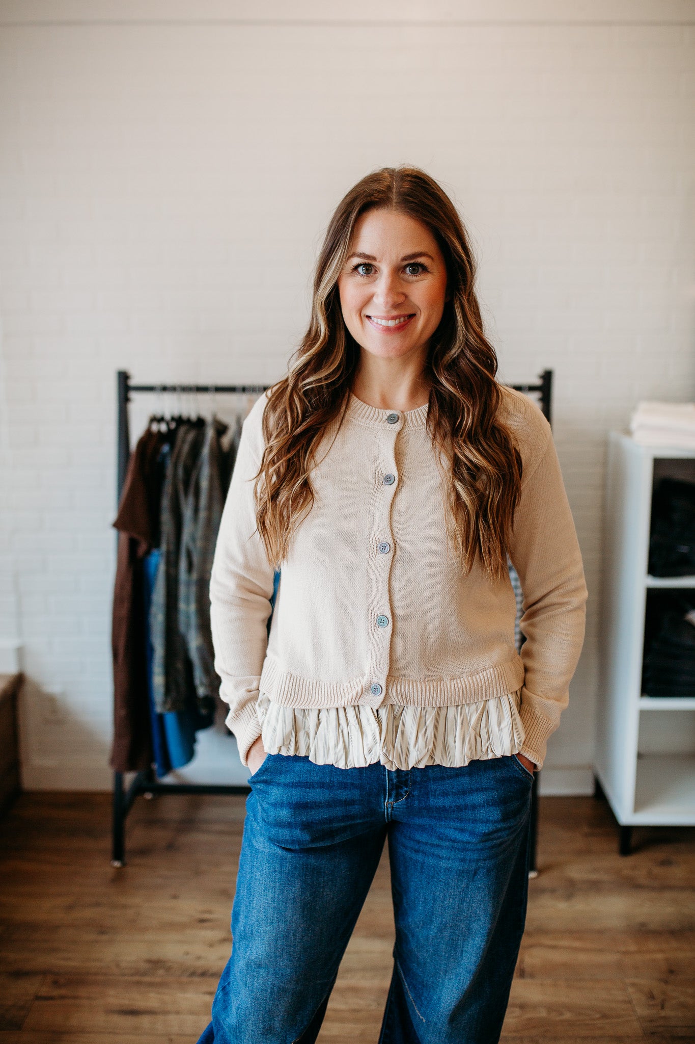 Almond Milk Ruffle Cardi