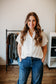 Ivory Ruffle Sleeve Button Down
