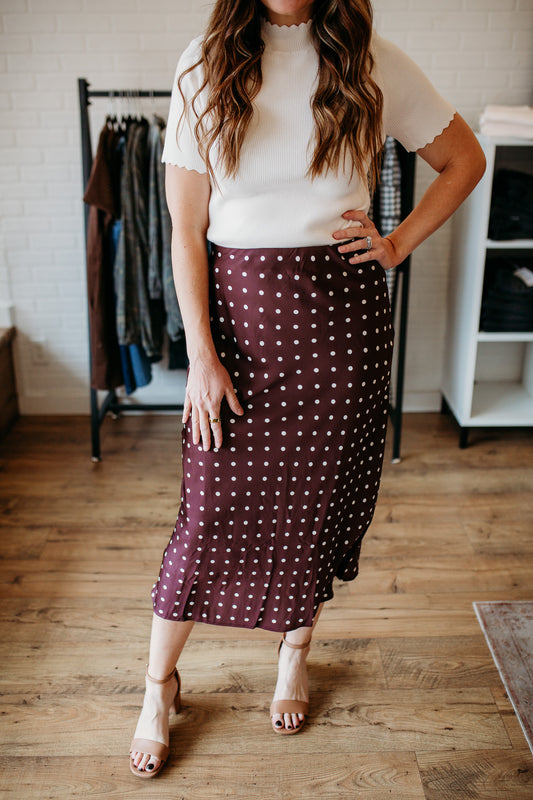 Plum Wine Polka Dot Skirt