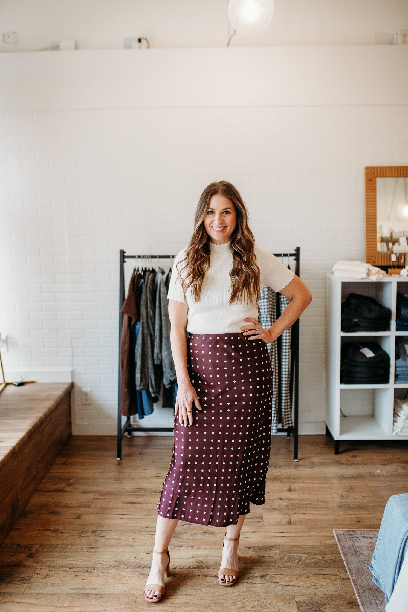 Plum Wine Polka Dot Skirt
