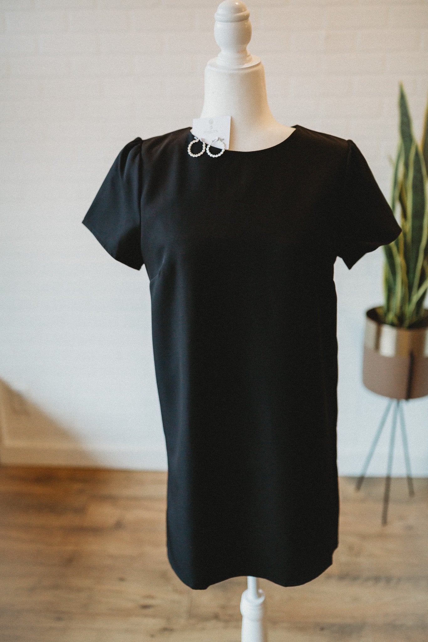 Black/Pink Basic Short Sleeve Dress