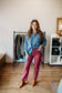 Washed Ruffle Chambray Top