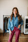 Washed Ruffle Chambray Top