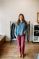 Washed Ruffle Chambray Top