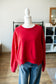 Red Acid Wash Crew Neck