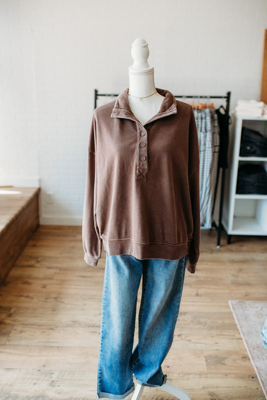 Dk Brown Mineral Wash Pullover