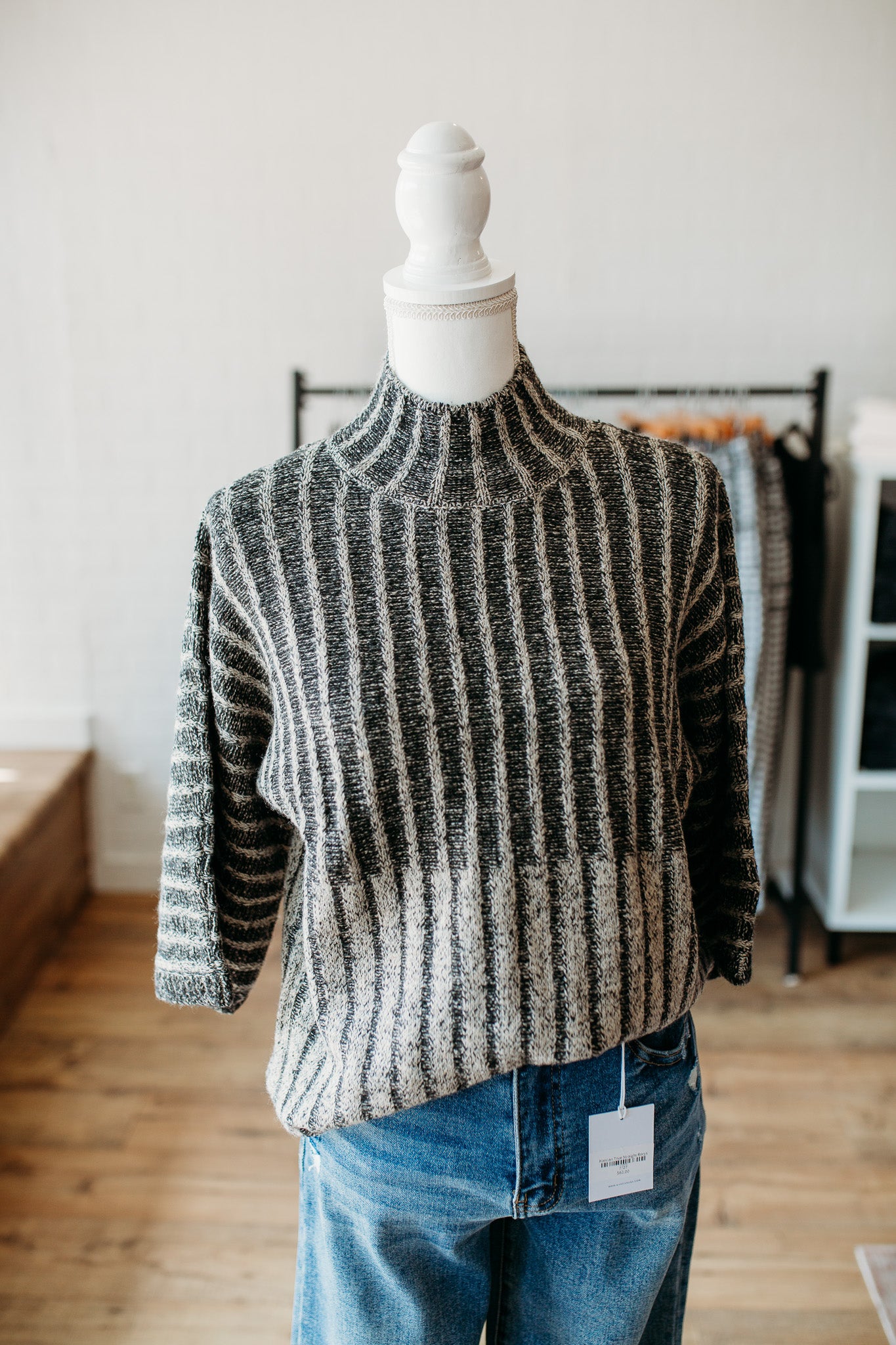 Black/Grey Two Tone Mock Neck