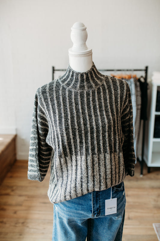 Black/Grey Two Tone Mock Neck