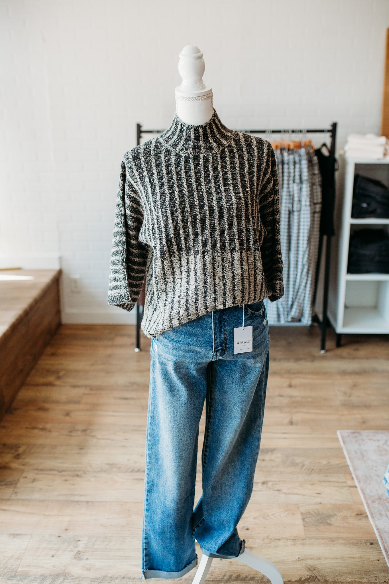 Black/Grey Two Tone Mock Neck