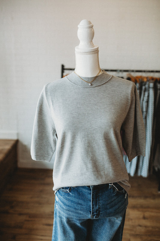 Grey Half Sleeve Sweater