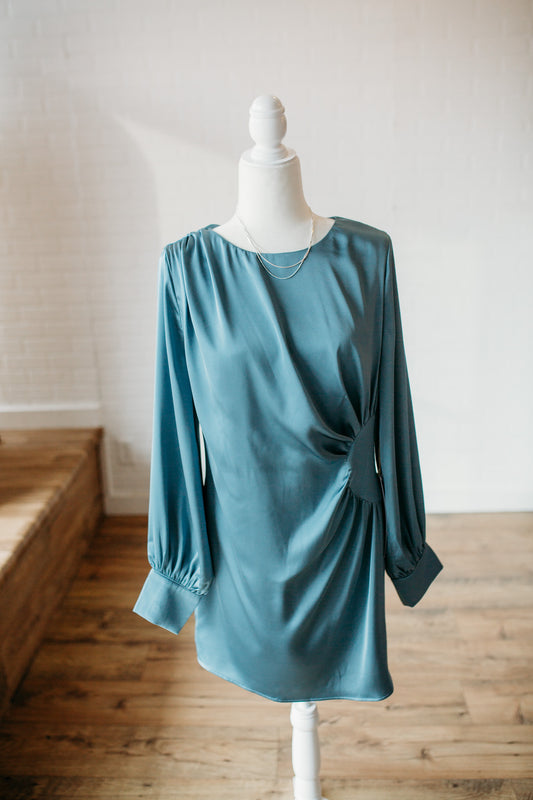 Dusty Blue Cinch Dress