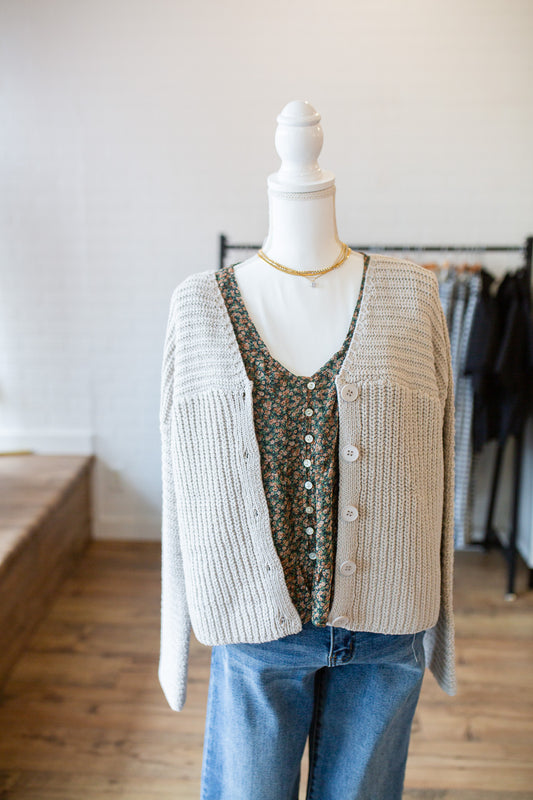 Oatmeal Button Front Cardi