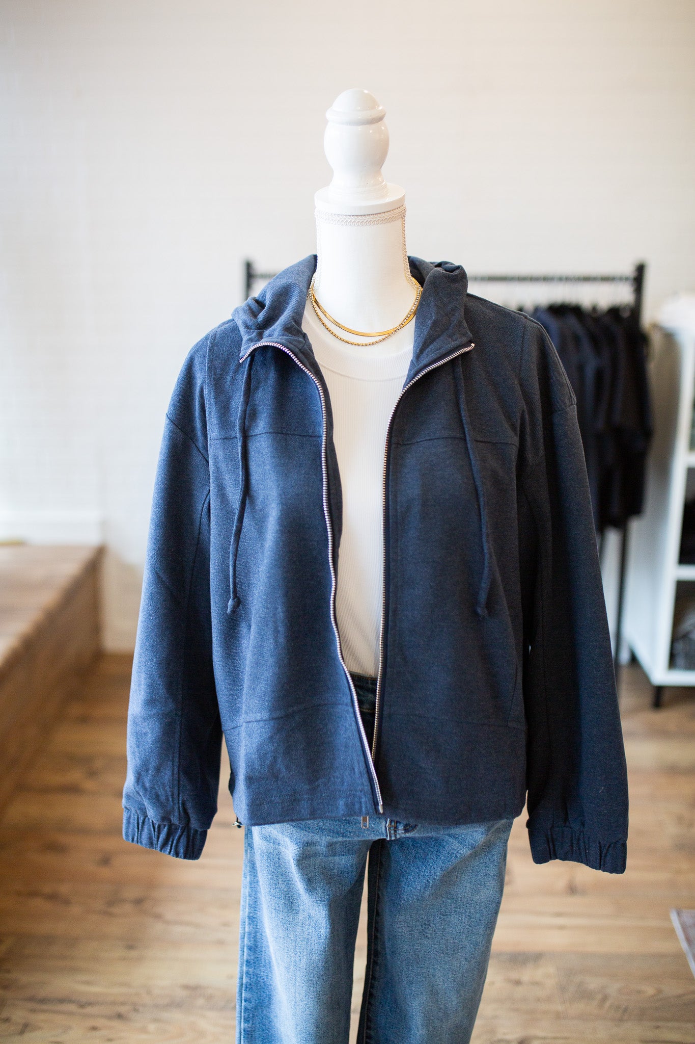 Indigo Faux Denim Jacket