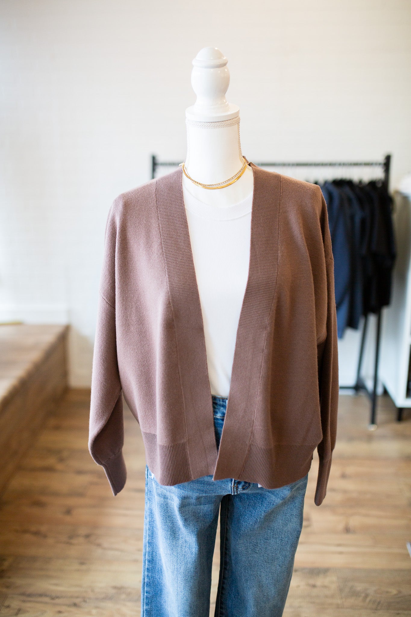 Mocha Solid Cardigan