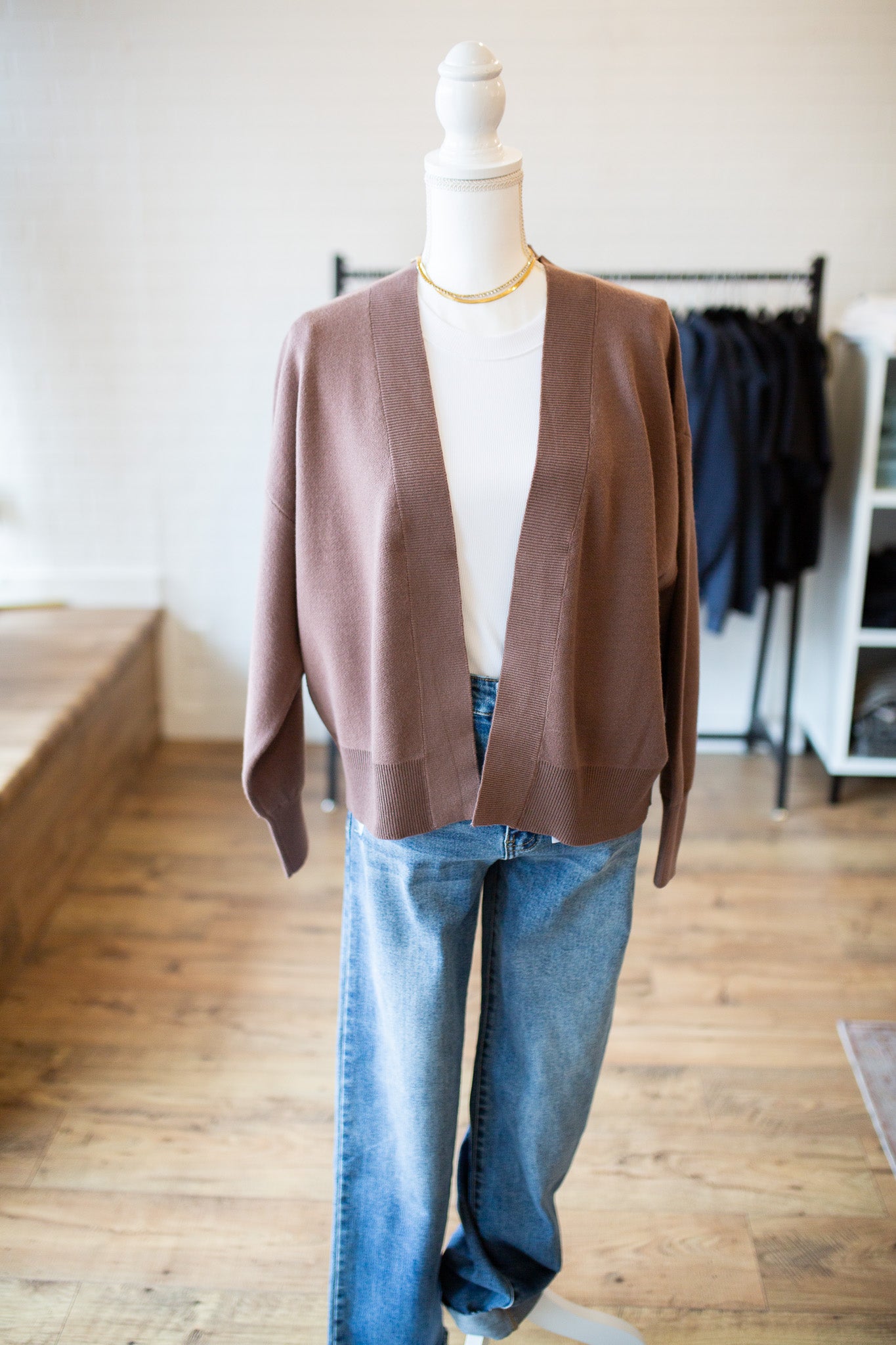 Mocha Solid Cardigan
