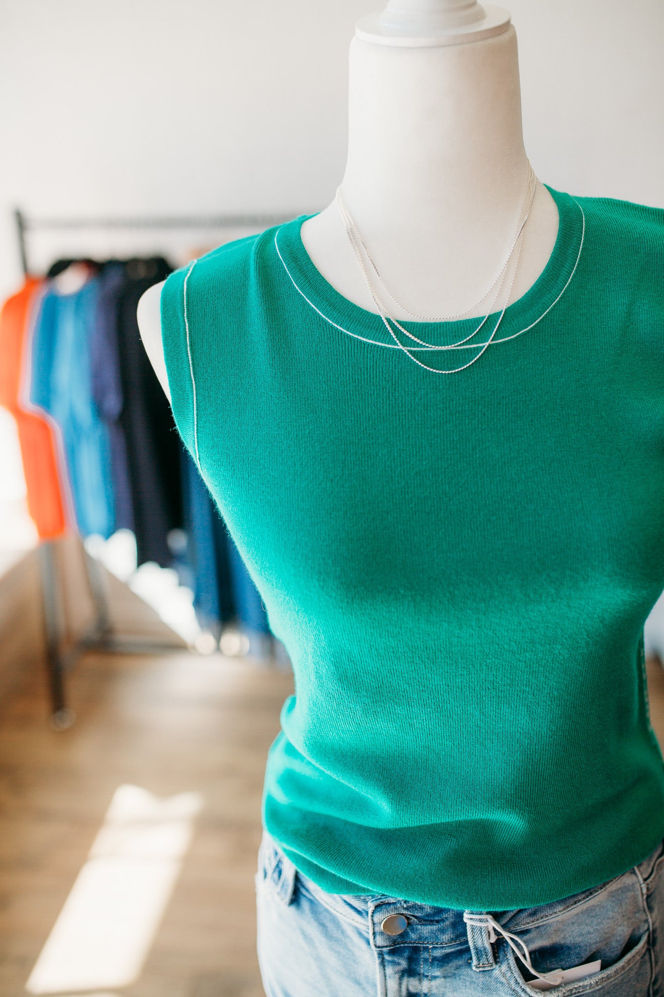 Emerald Contrast Stitch Tank