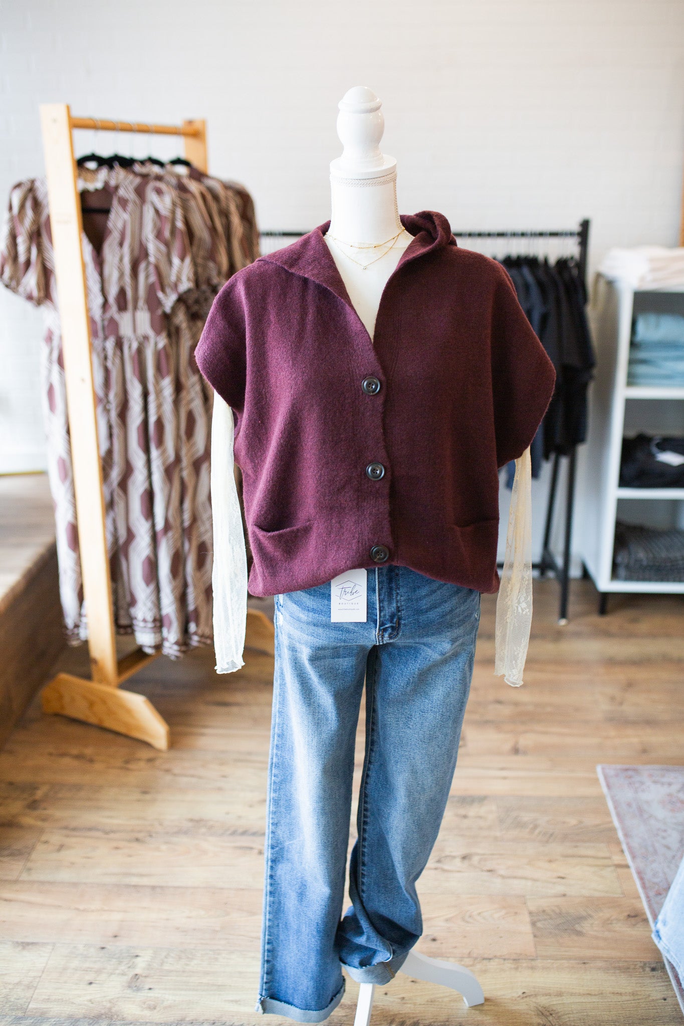 Burgundy Hoodie Cardi
