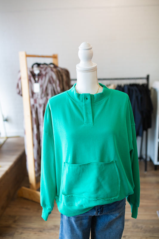 Teal Green Front Pocket Sweatshirt