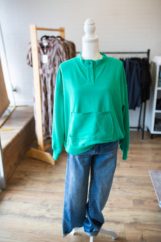 Teal Green Front Pocket Sweatshirt