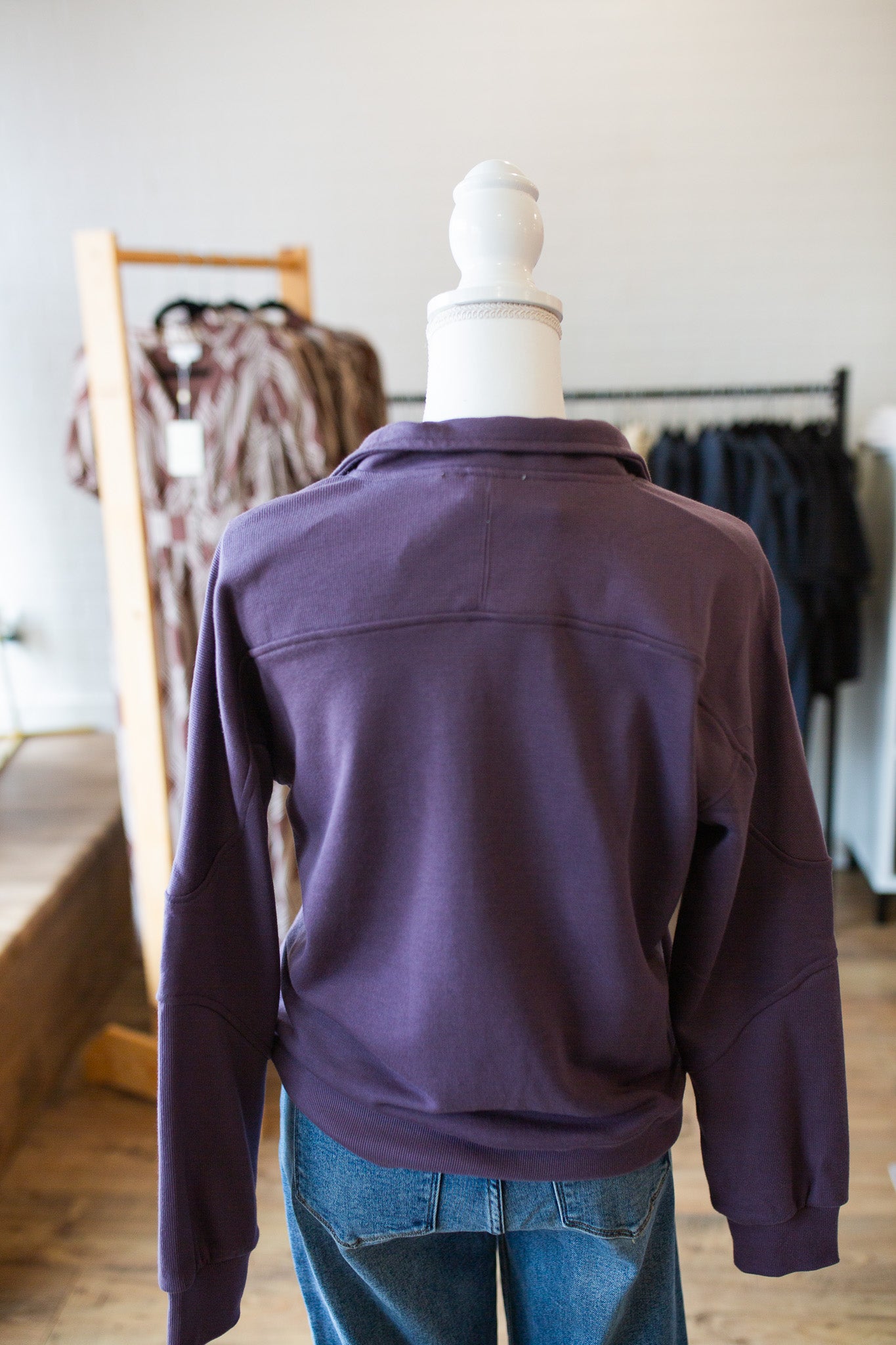 Plum Snap Neck Pullover