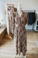 Printed Coffee Midi Dress