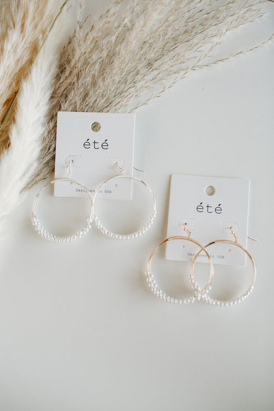 Linked Wire Pearl Earrings