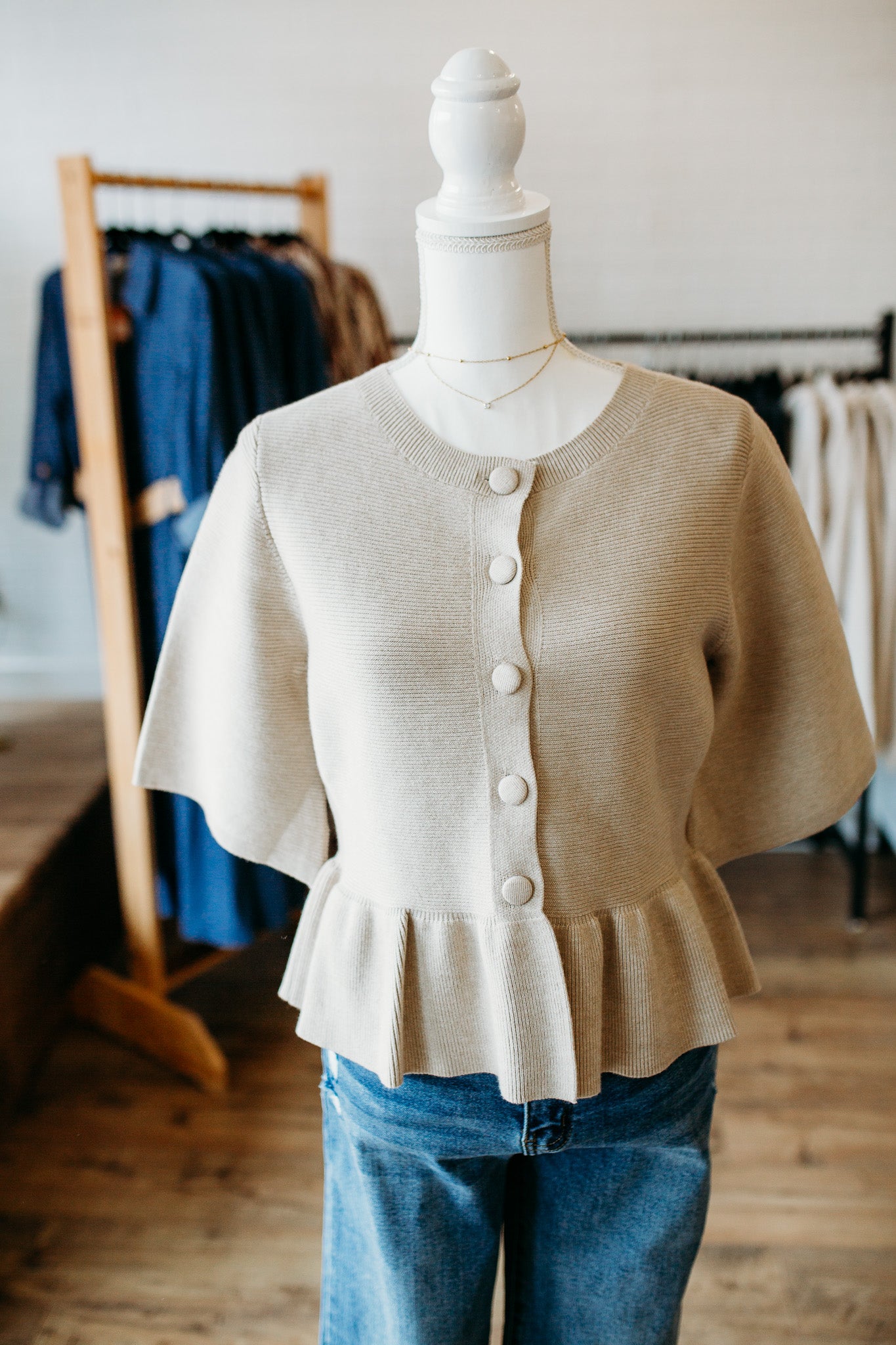Oatmeal Peplum Sweater