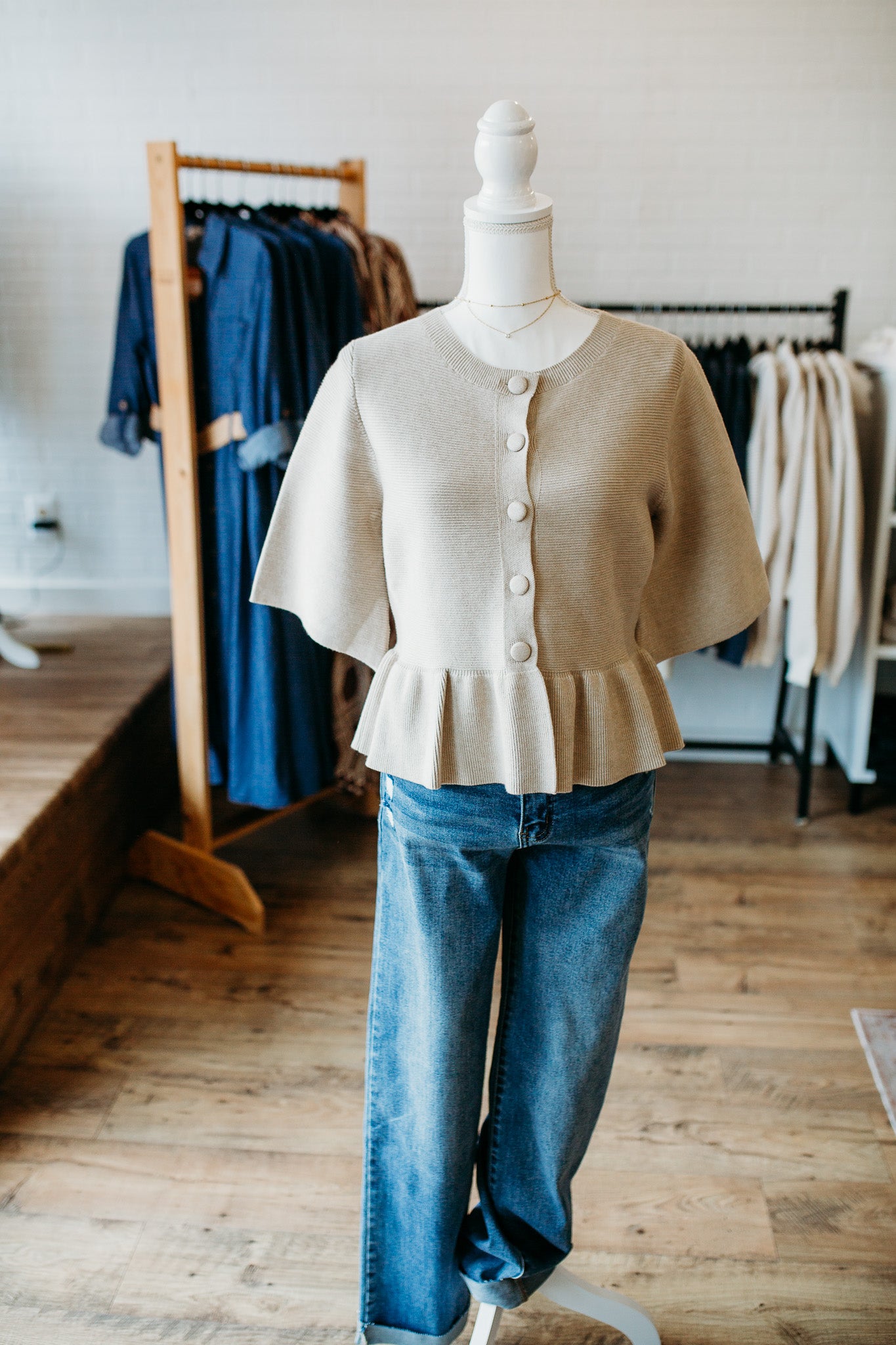 Oatmeal Peplum Sweater