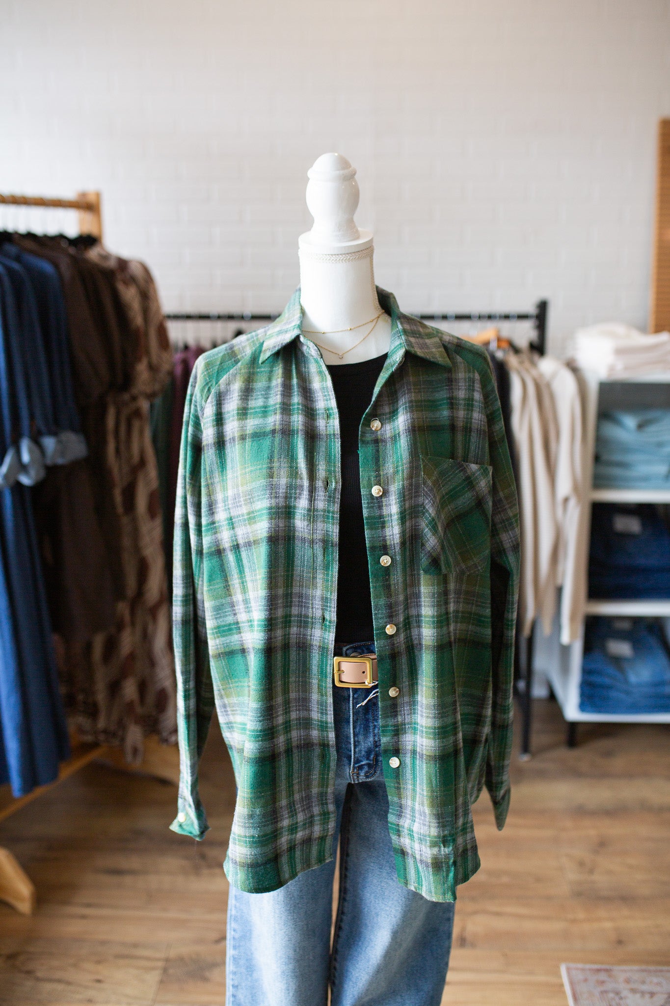 Abri Green Plaid Flannel Shirt