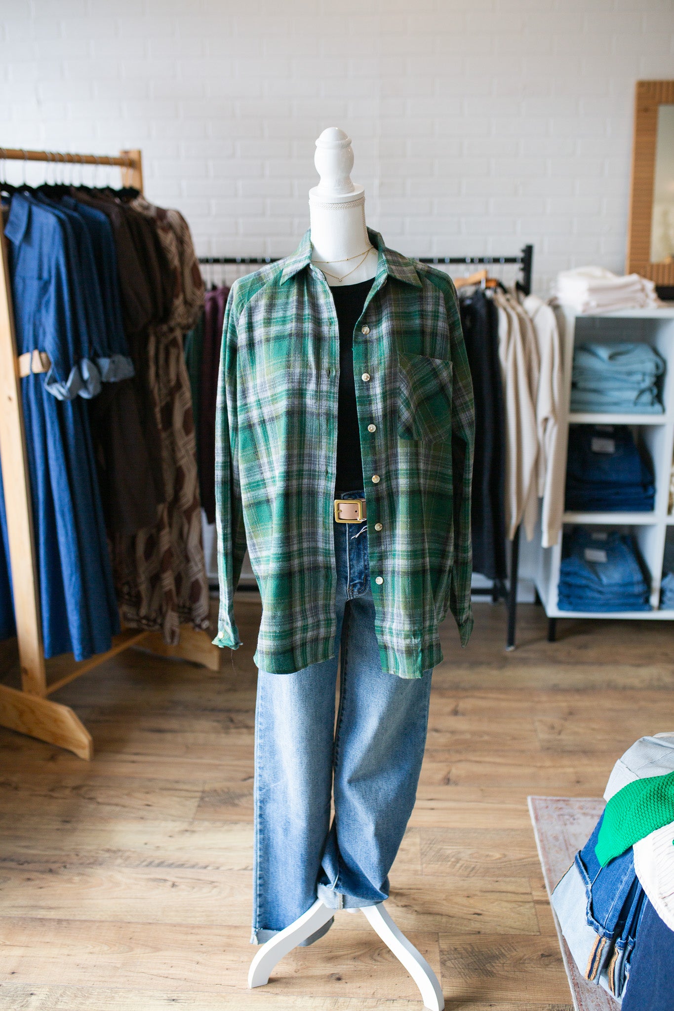 Abri Green Plaid Flannel Shirt