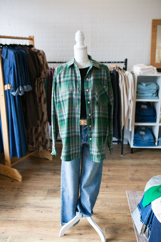 Abri Green Plaid Flannel Shirt