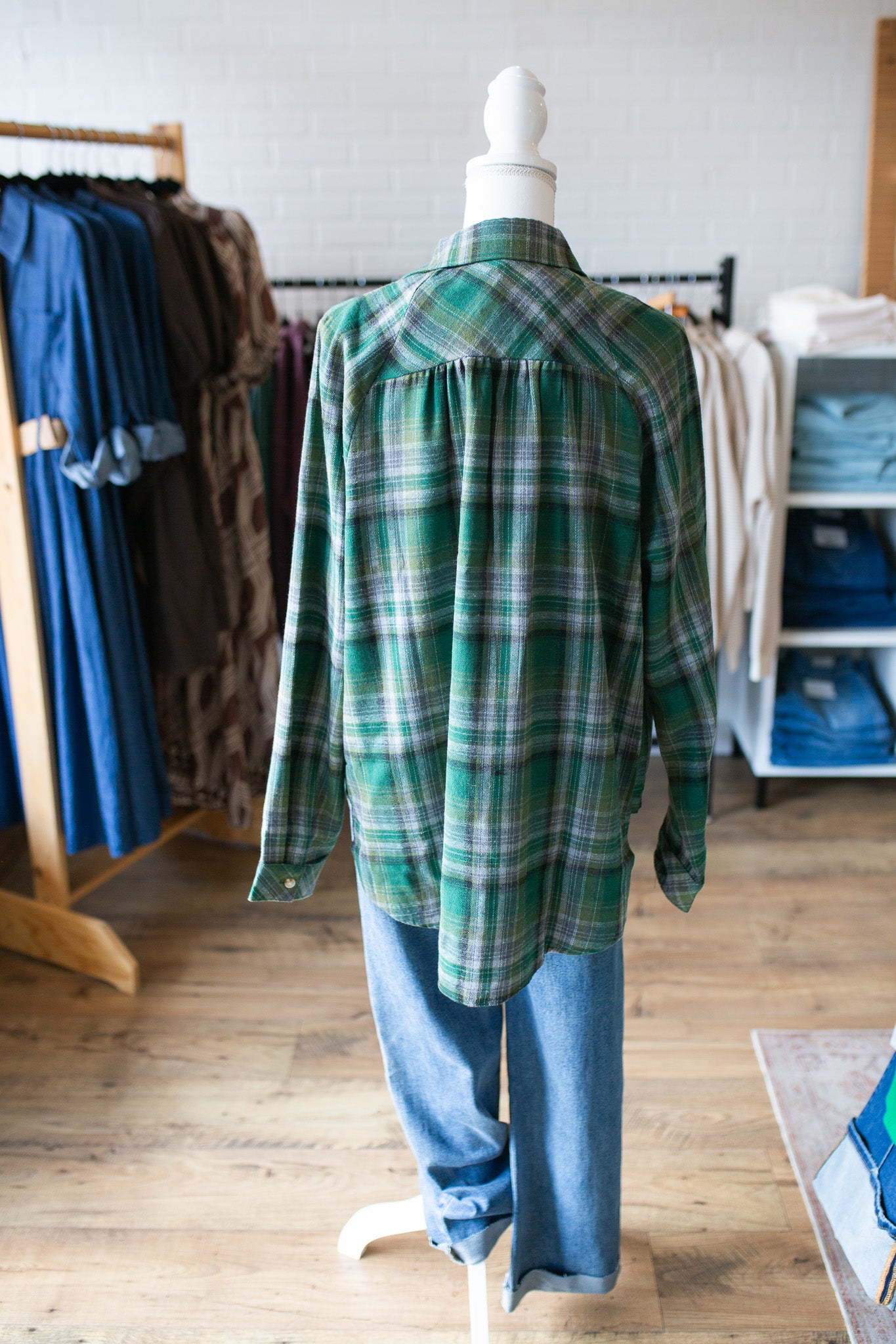 Abri Green Plaid Flannel Shirt