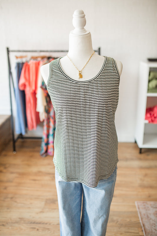Black/Ivory Textured Tank