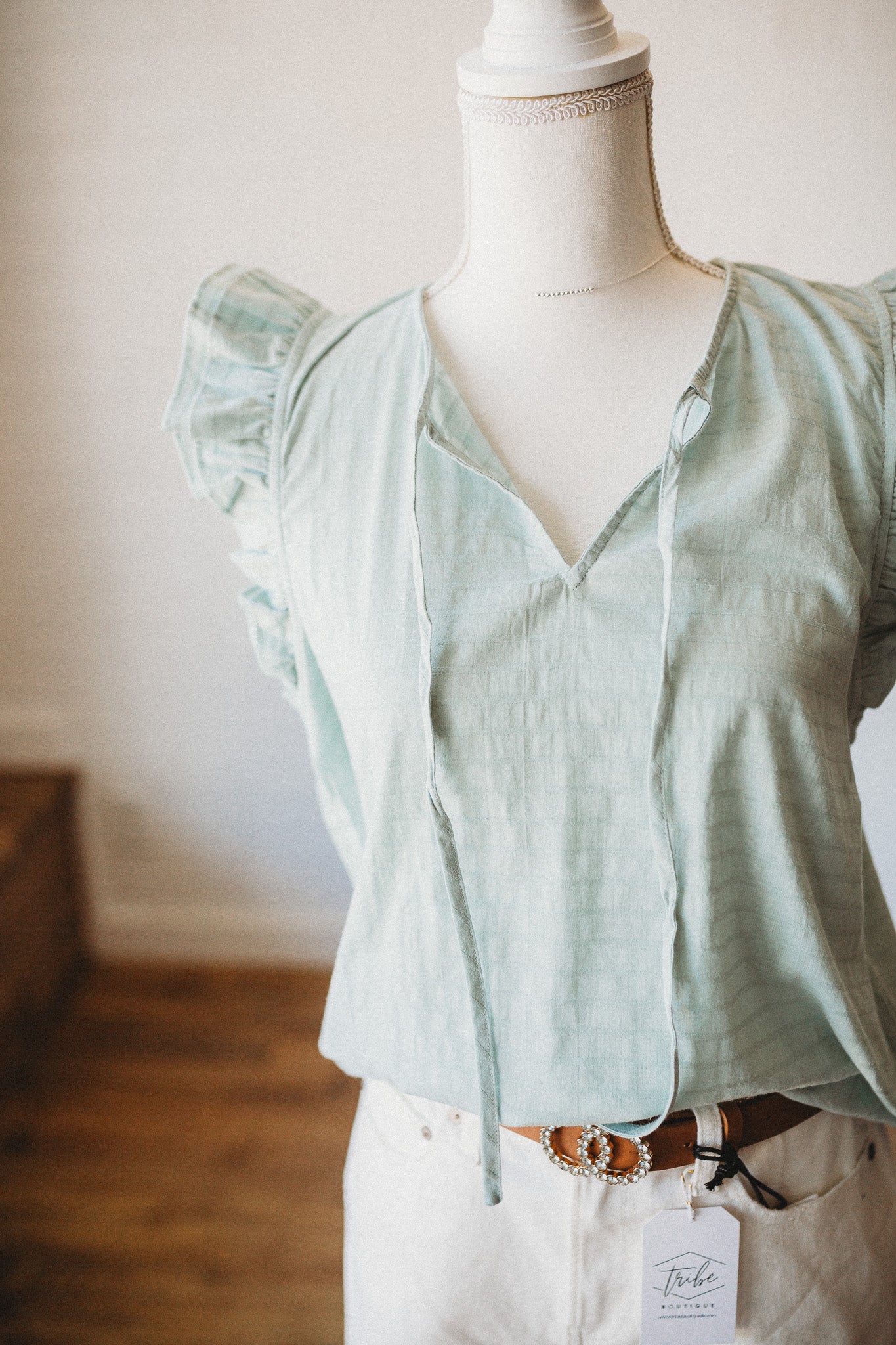Sage Ruffle Blouse