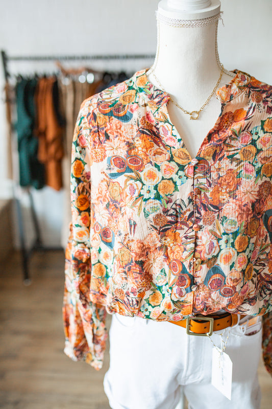 Floral Fruit Print Top