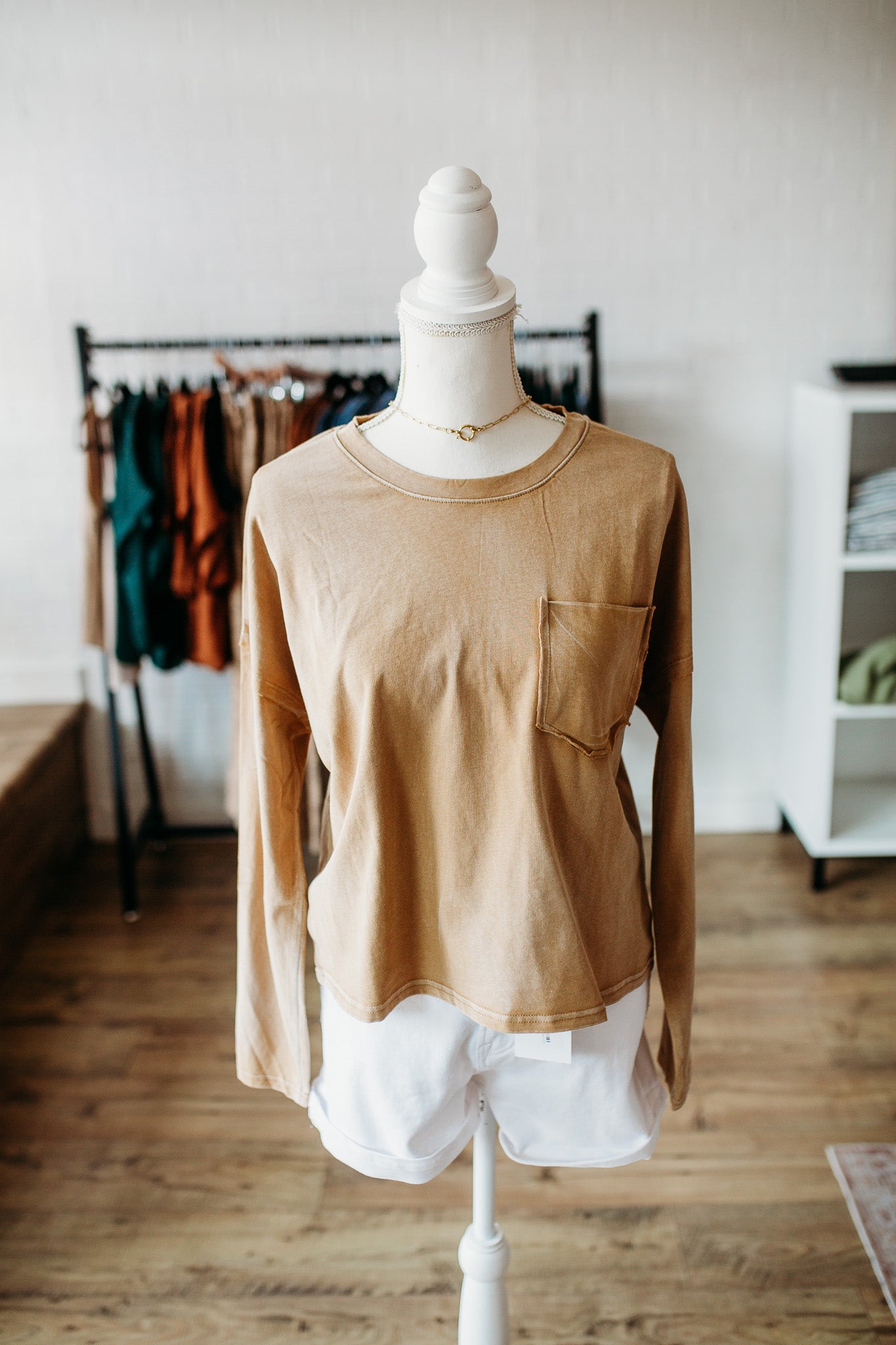Taupe Chest Pocket Top