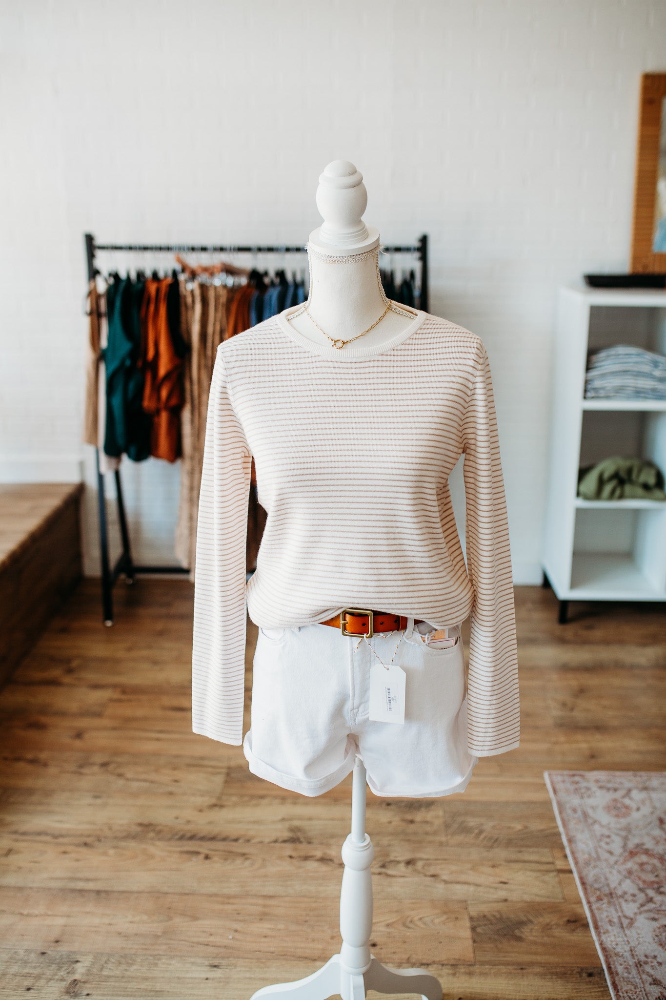 Ivory/Black Ivory/Taupe Pinstriped Sweater