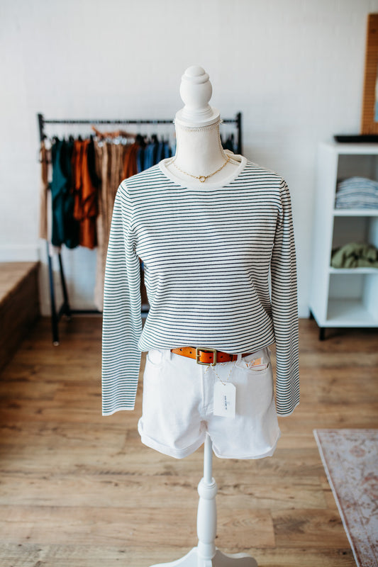 Ivory/Black Ivory/Taupe Pinstriped Sweater