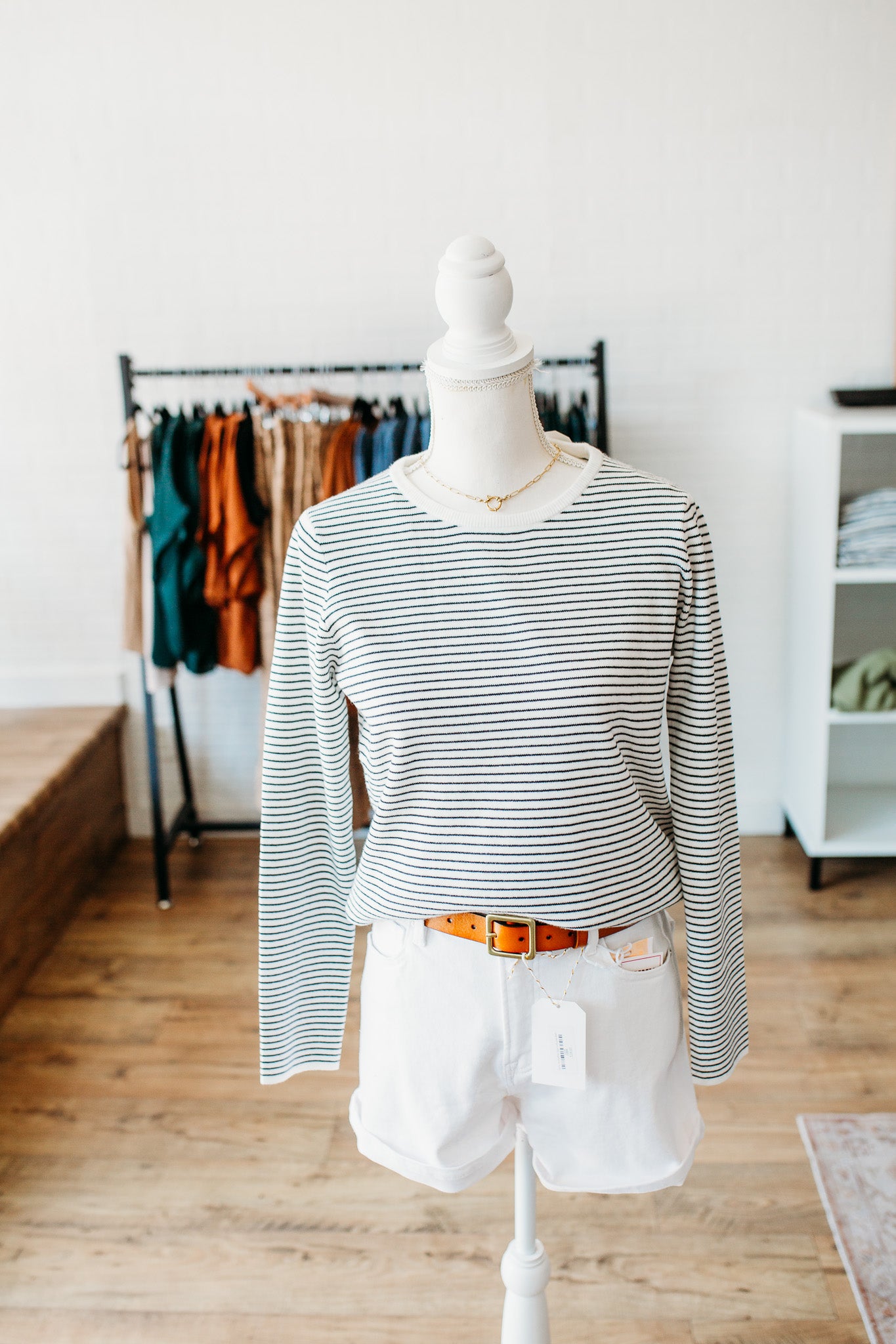 Ivory/Black Ivory/Taupe Pinstriped Sweater