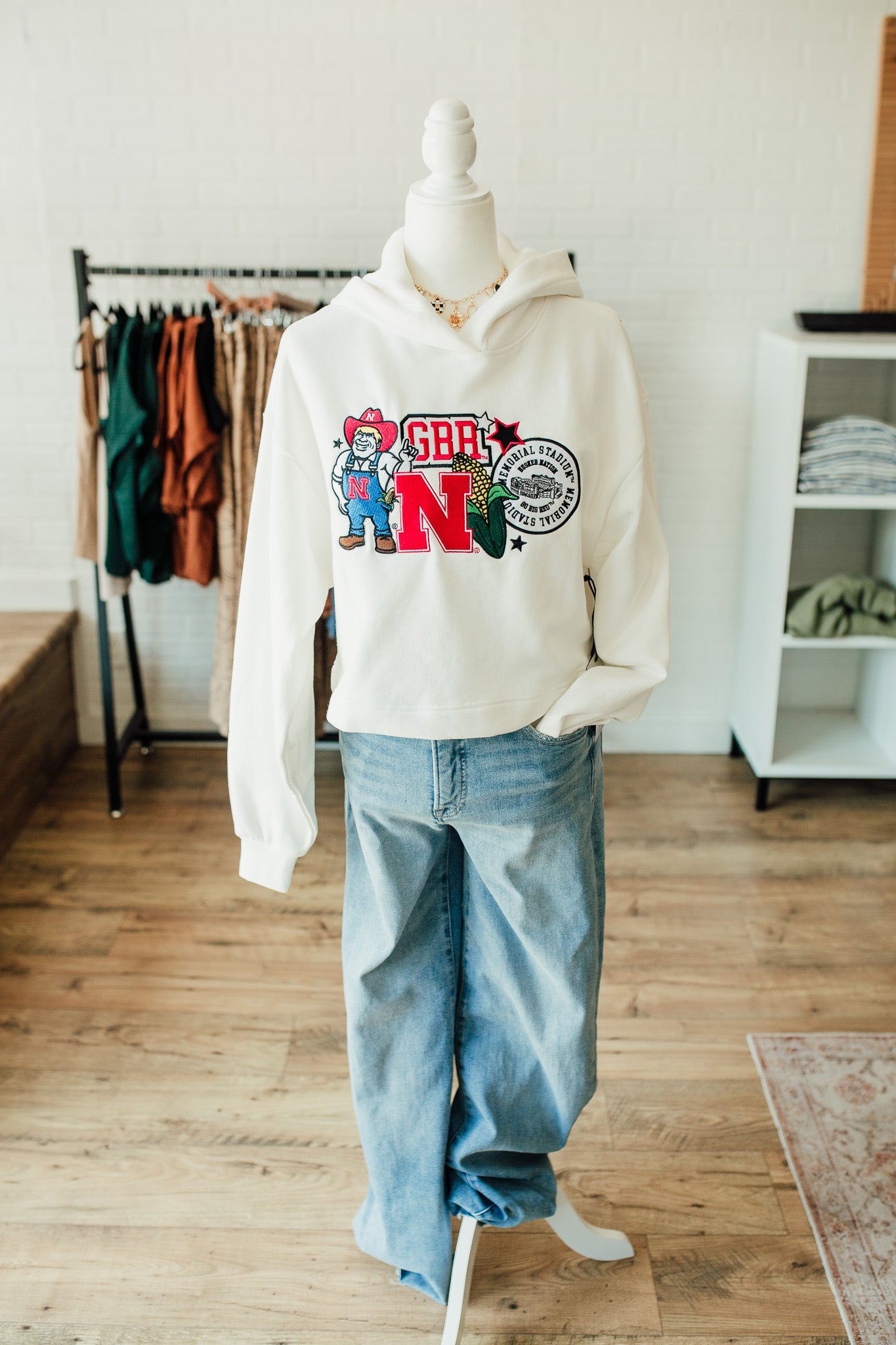 Nebraska Layer Patch Luxe Crop Hoodie